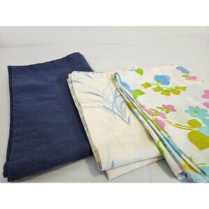 Mismatched Set of 3 Vintage Pillowcases in Blue Themes, Floral Pillowcases